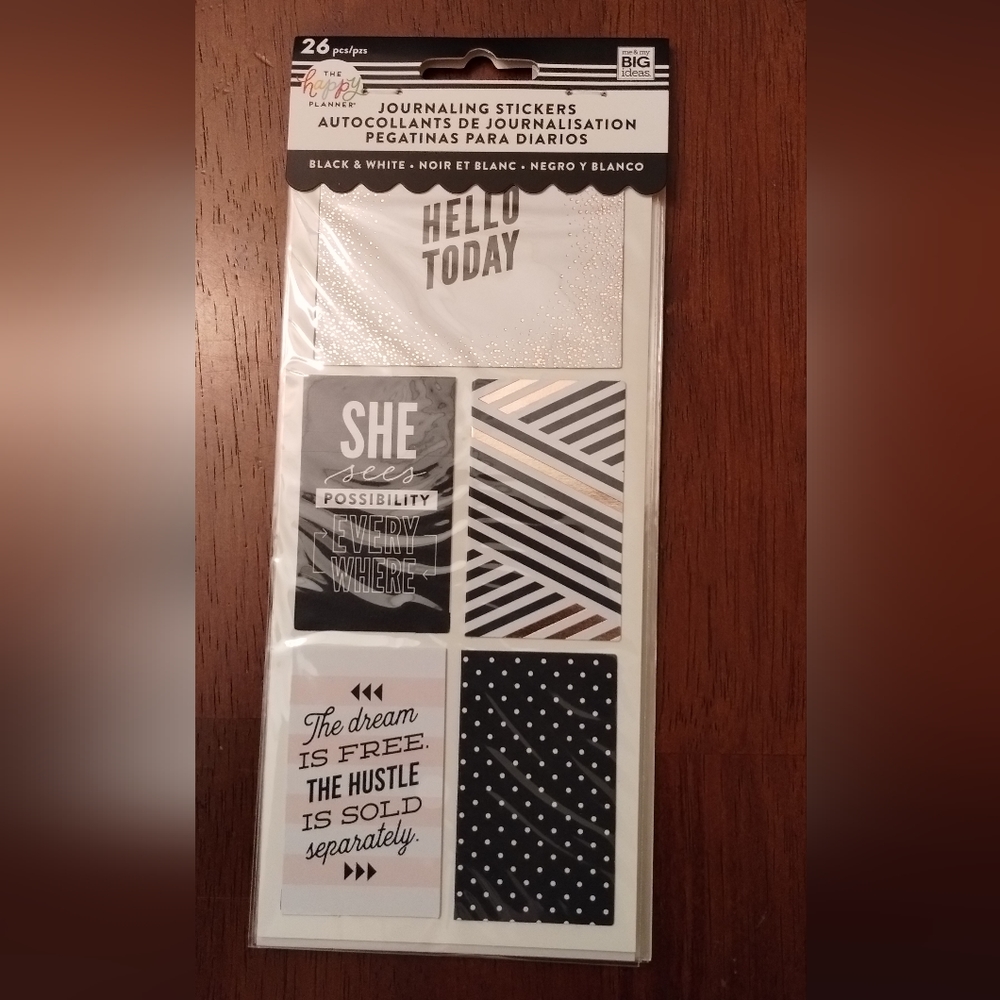 The Happy Planner, Journaling Stickers Flip Book - Black & White